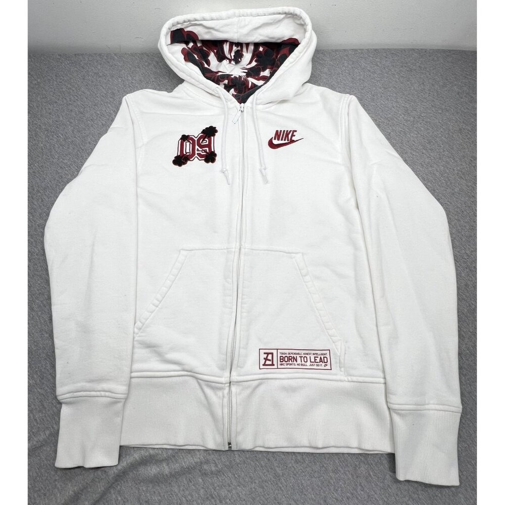 Nike Hoodie Men Large White Born‎ To Lead Bull Full Zip Graphic Sweatshirt RARE